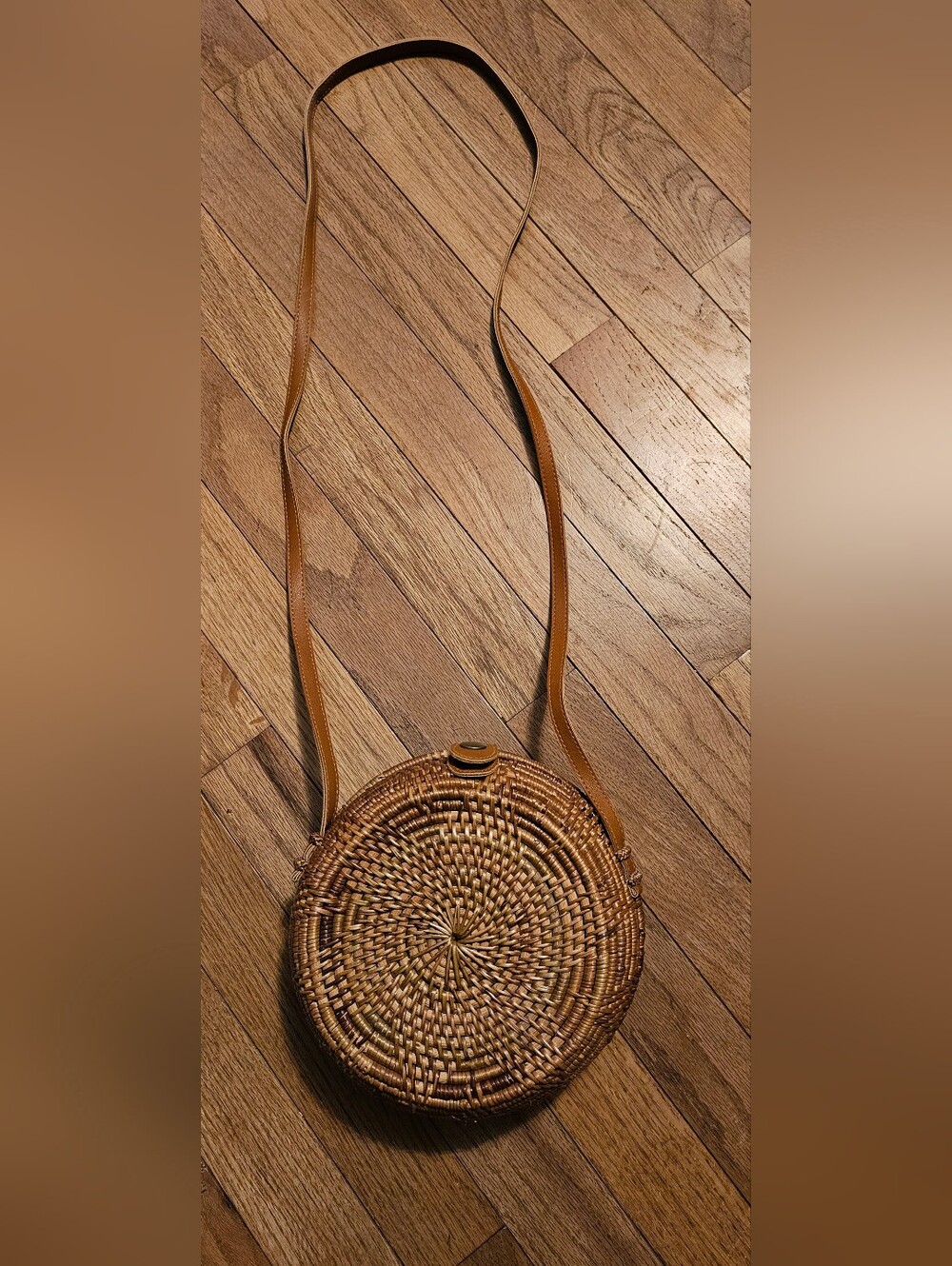 Rattan Woven Circle Crossbody Bag